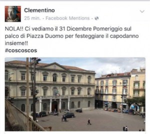 Il messaggio del rapper Clementino sul suo profilo Facebook ufficiale.