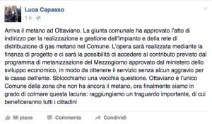 Il messaggio del sindaco di Ottaviano su Facebook