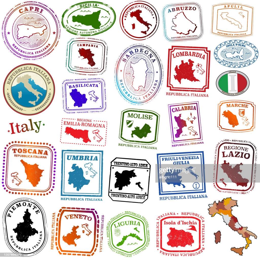 Regions of Italy Tavel Stamps
